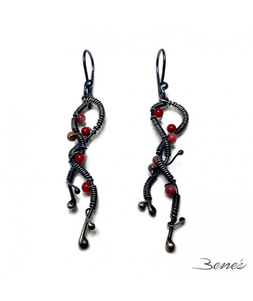 Pendientes Plata y Coral Rojo